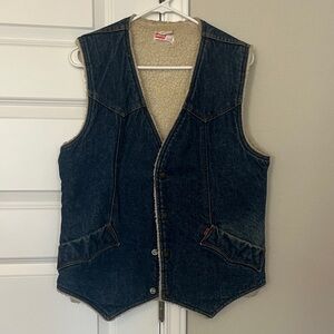 Vintage Levi's Dark Blue Denim Vest with Shearling Lining
